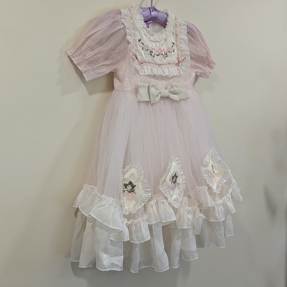 Pink and White Kids Formal Dress - Picture 2 of 4